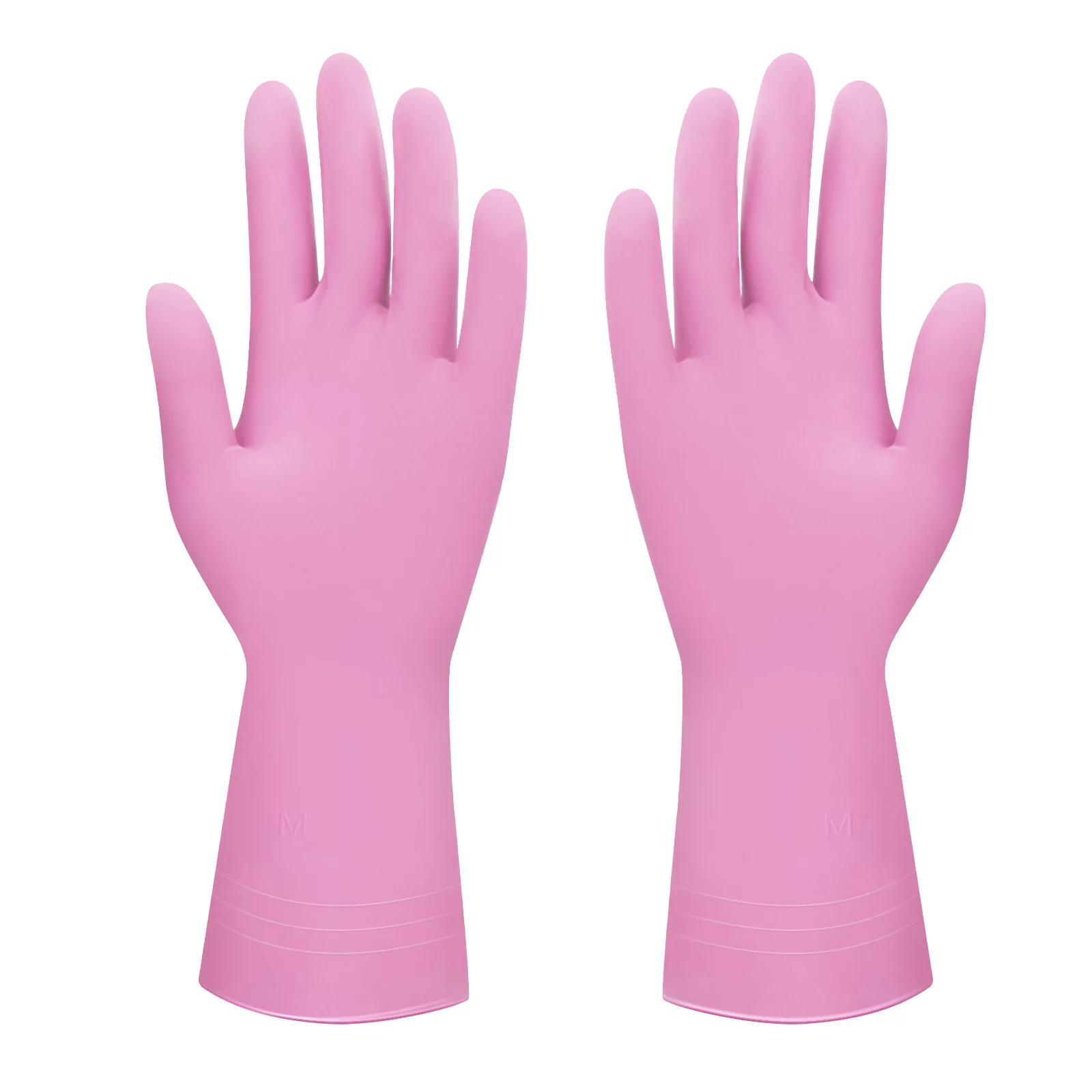 O2frepak 2 Pairs Pink Rubber Reusable Dishwashing Gloves For Kitchen Cleaning