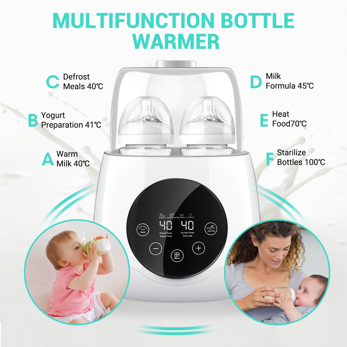 EIVOTOR 6-in-1 Double Bottle Baby Food Warmer - Image 4