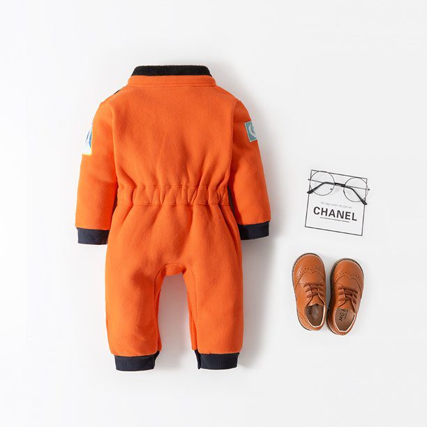 Bilo Baby Toddler Boy Orange Astronaut Fleece Costume Jumpsuit (2-3 Years/95) - Image 3