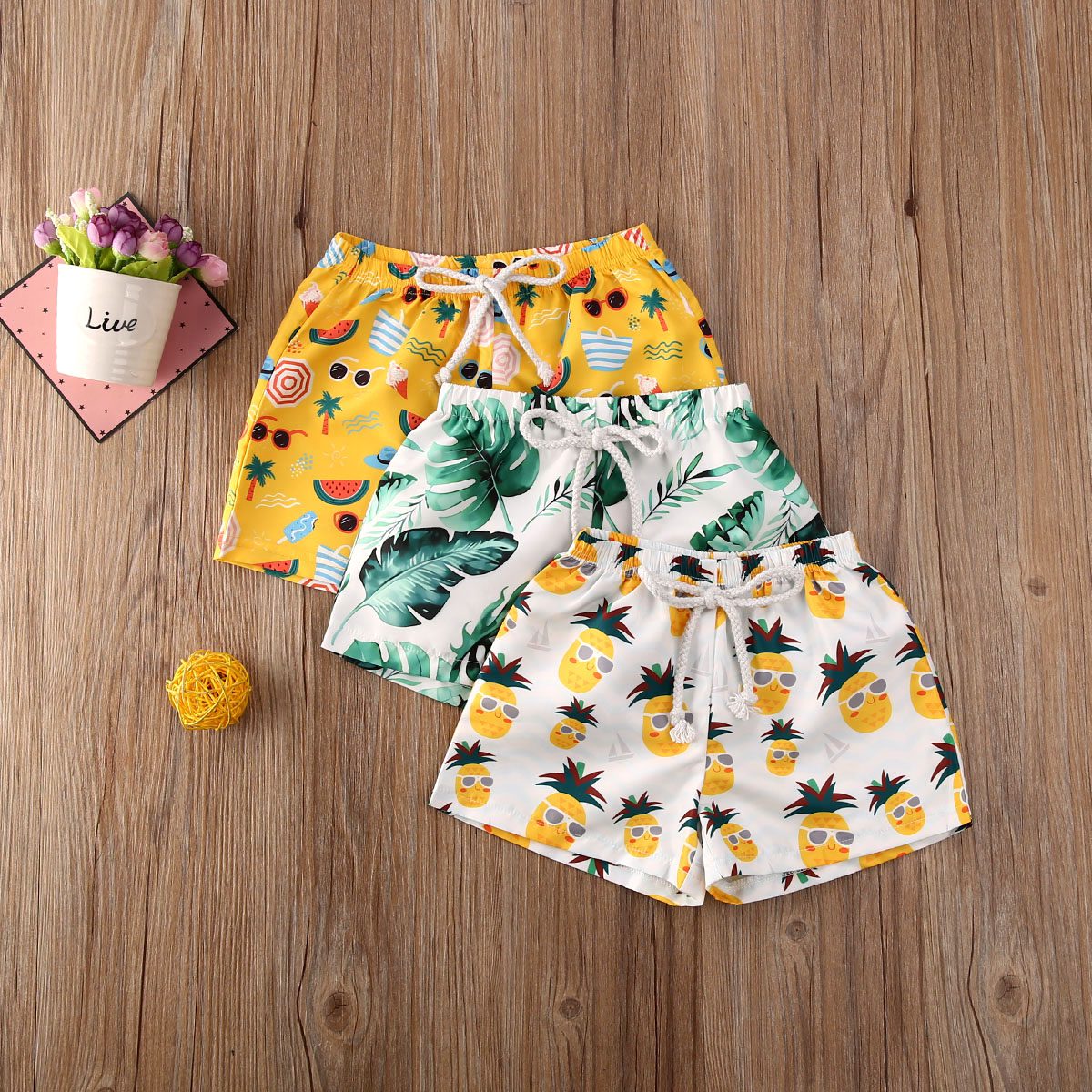 Toddler Baby Boys Beach Shorts Tropical Print Elastic Waist Bottoms - Image 4