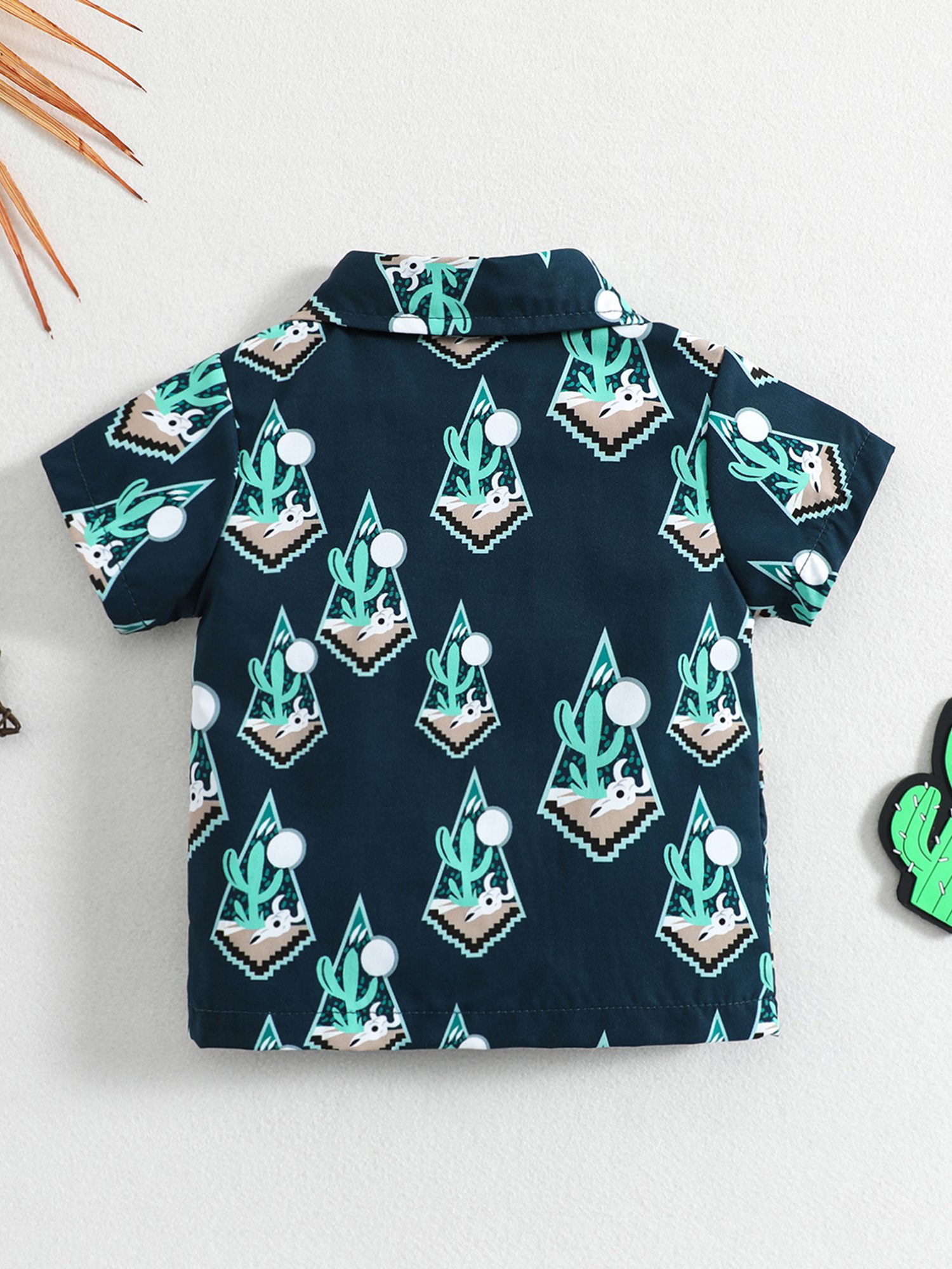 Toddler Baby Boys Button Down Shirt Cow Printed Lapel Short Sleeve T-Shirt Tops - Image 2