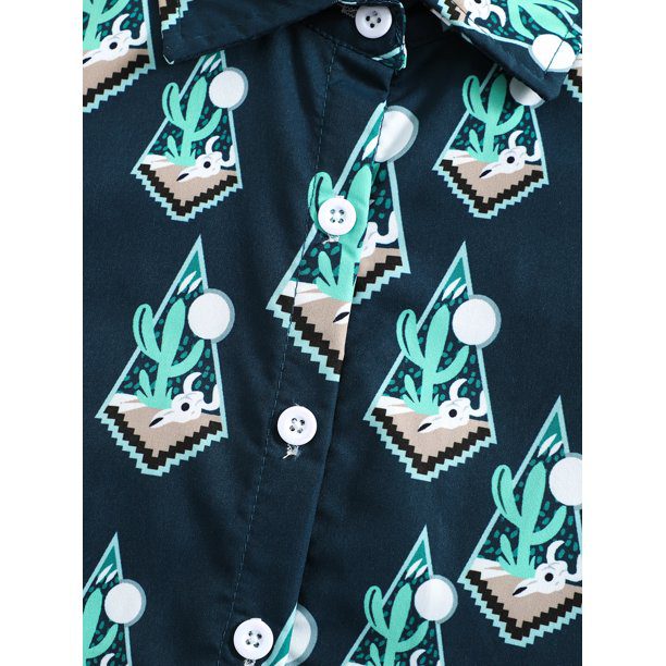 Toddler Baby Boys Button Down Shirt Cow Printed Lapel Short Sleeve T-Shirt Tops - Image 8