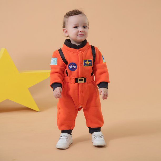 Bilo Baby Toddler Boy Orange Astronaut Fleece Costume Jumpsuit (2-3 Years/95) - Image 2