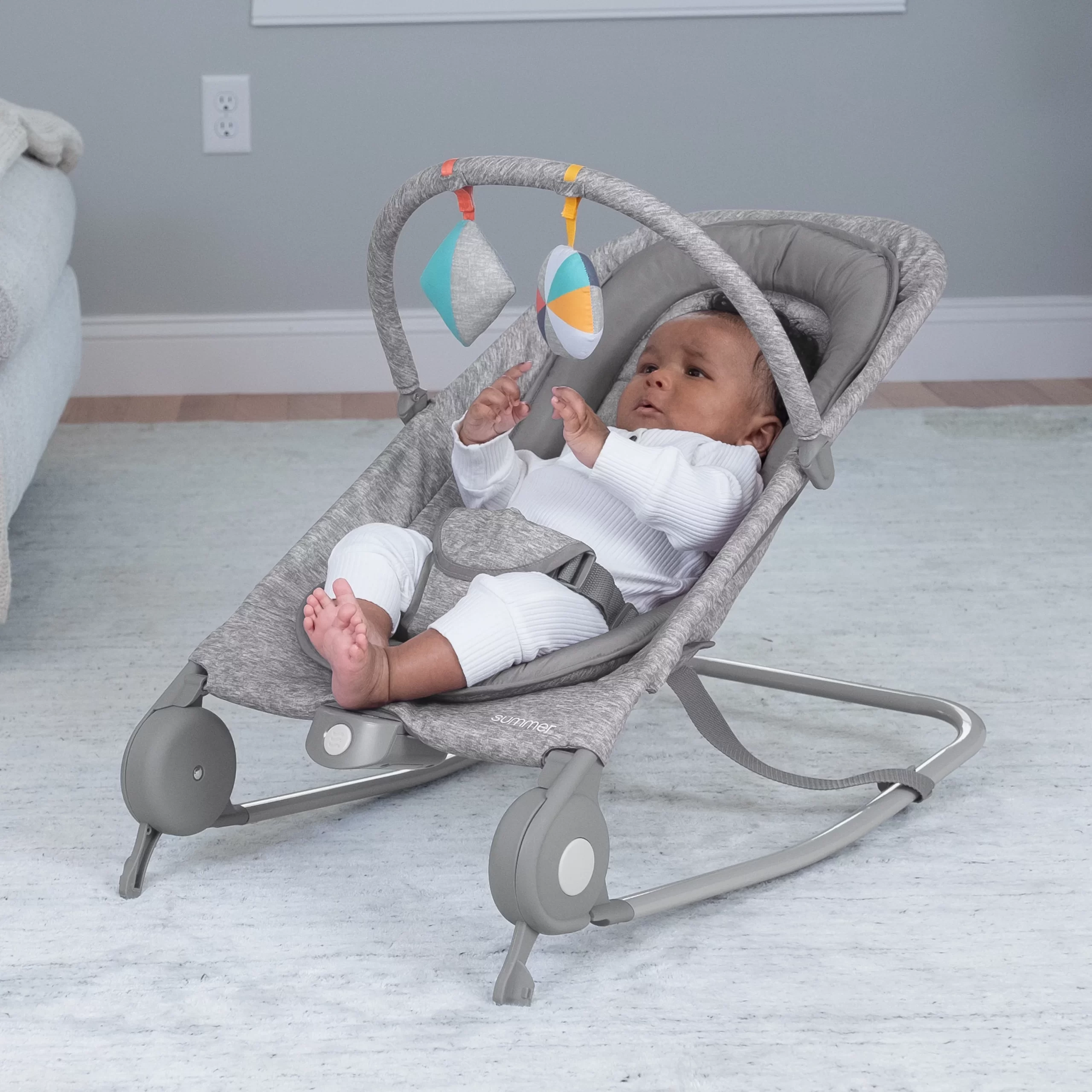 Summer Infant® 2-in-1 Bouncer & Rocker Duo (Light Gray Tweed) - Image 3