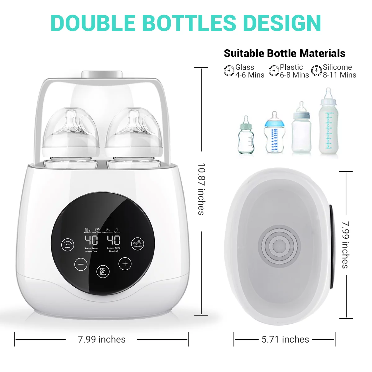 EIVOTOR 6-in-1 Double Bottle Baby Food Warmer - Image 5