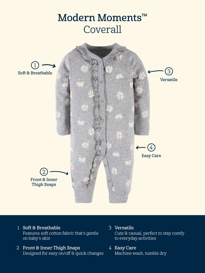 Modern Moments by Gerber Baby Boy Sleepwear/Pajamas Coveralls, 2 Pack