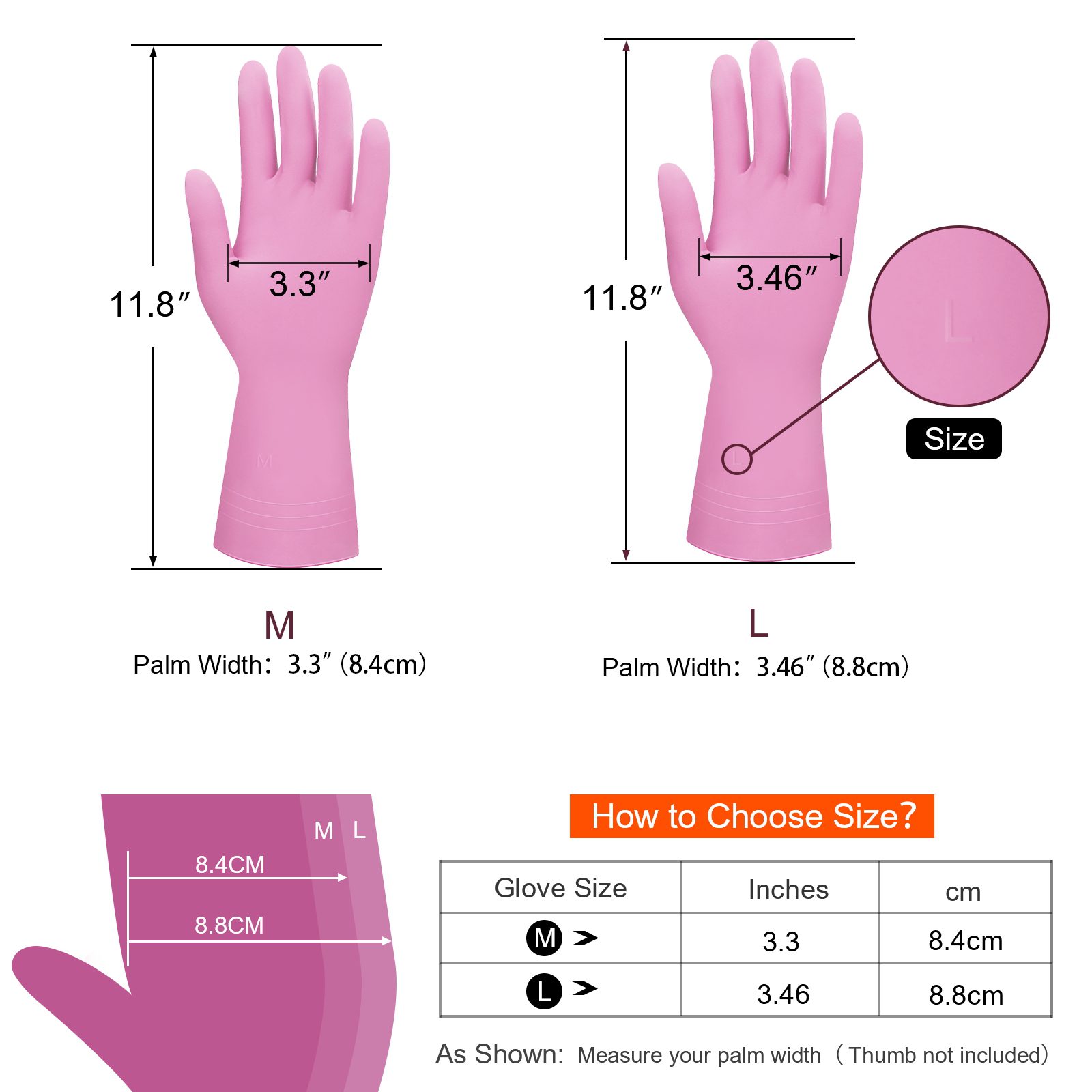 O2frepak 2 Pairs Pink Rubber Reusable Dishwashing Gloves For Kitchen Cleaning - Image 5