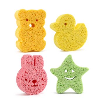 4 Pcs Baby Bath Sponge Brushes Infant Cartoon Shower Bath Brushes Tool