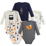 Hudson Baby Infant Boy Cotton Long-Sleeve Bodysuits 5pk