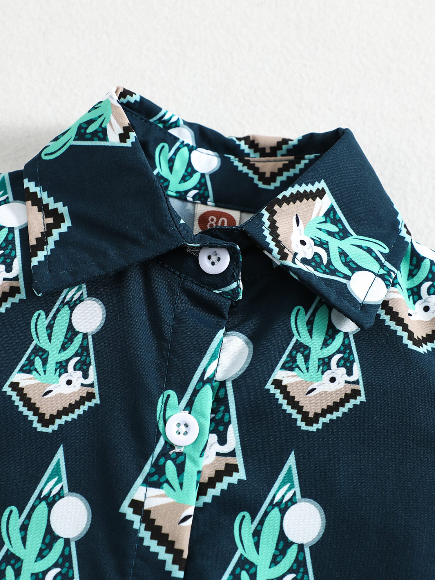 Toddler Baby Boys Button Down Shirt Cow Printed Lapel Short Sleeve T-Shirt Tops - Image 6