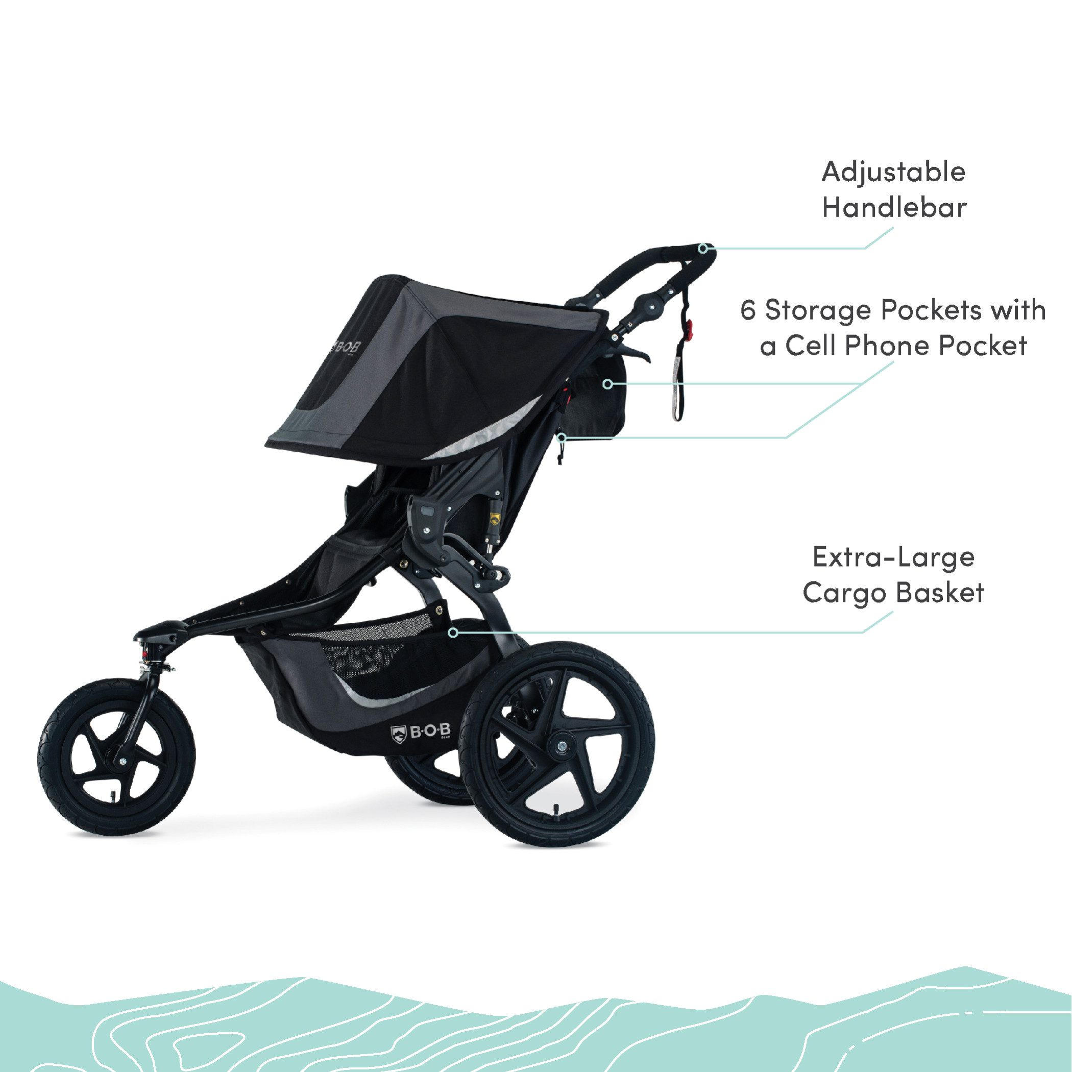 BOB Gear® Revolution® Flex 3.0 Jogging Stroller, Graphite Black - Image 4