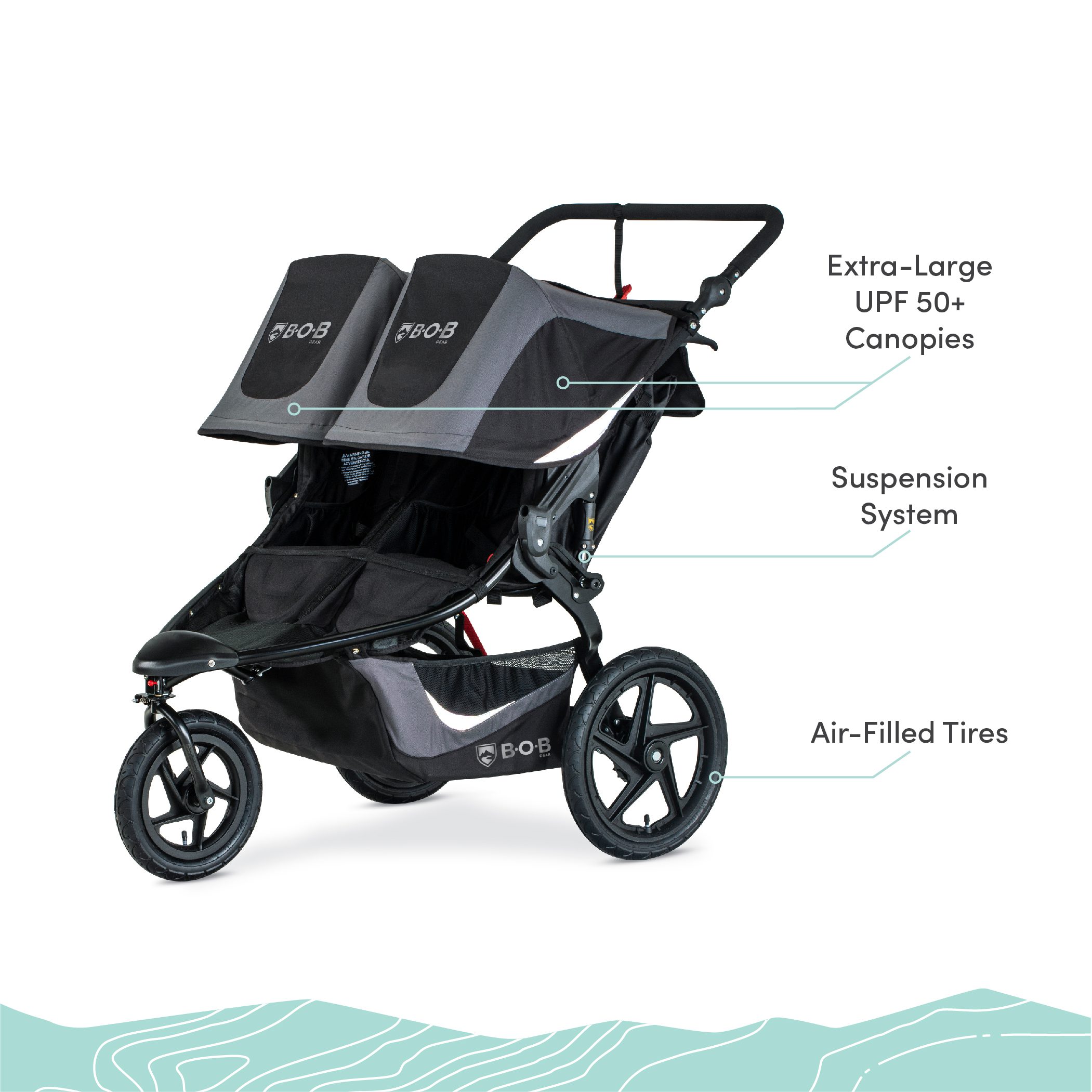 BOB Gear® Revolution® Flex 3.0 Duallie Jogging Stroller, Graphite Black - Image 3