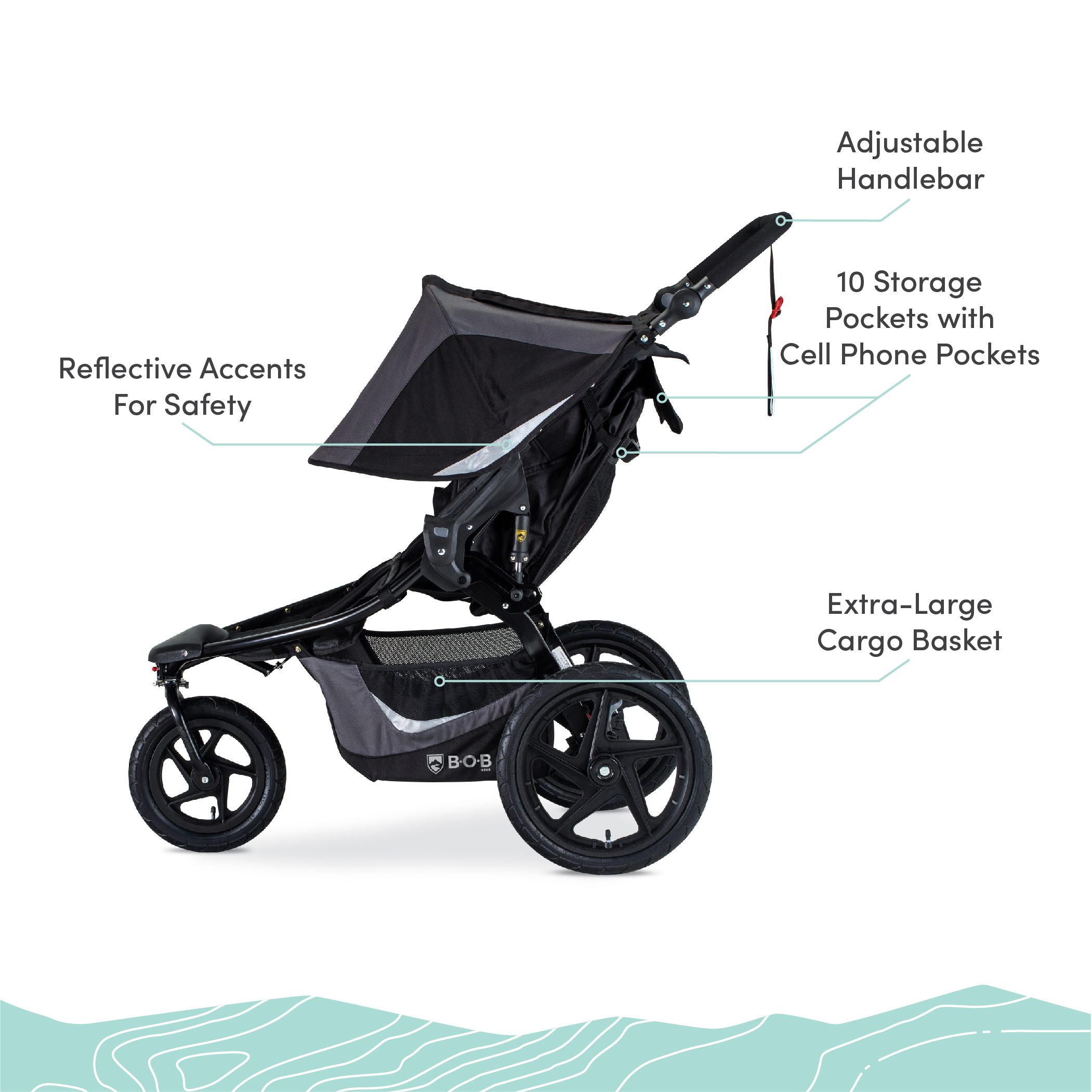 BOB Gear® Revolution® Flex 3.0 Duallie Jogging Stroller, Graphite Black - Image 4
